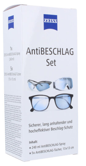 ZEISS AntiBESCHLAG Set, Spray 240 ml + 5 Tücher 13x13cm