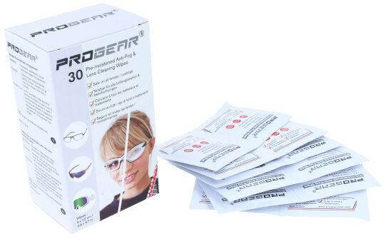 Desinfizierende Einmal-Reinigungstücher PROGEAR mit Antibeschlag-Wirkung für Brillen - 30 Stk.