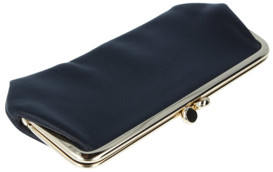 Elegantes Taschen-Etui JUDITH aus edlem Kunstleder in Schwarz mit goldenem Schnappverschluss