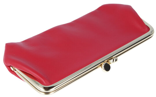 Elegantes Taschen-Etui JUDITH aus rubinfarbenem Kunstleder mit goldenem Schnappverschluss