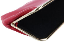 Elegantes Taschen-Etui JUDITH aus rubinfarbenem Kunstleder mit goldenem Schnappverschluss