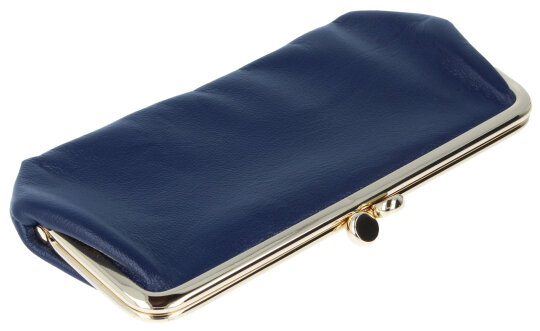 Elegantes Taschen-Etui JUDITH aus dunkelblauem Kunstleder mit edlem Schnappverschluss