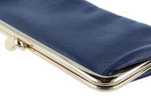 Elegantes Taschen-Etui JUDITH aus dunkelblauem Kunstleder mit edlem Schnappverschluss