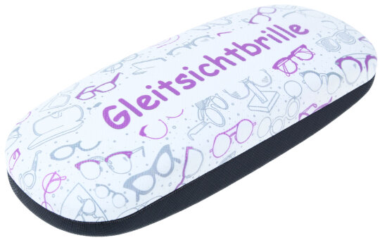 Praktisches Hartschalen-Brillenetui zur Brillen-Organisation mit GLEITSICHTBRILLEN-Aufdruck