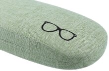 Edles Hartschalen-Brillenetui "Linen" mit grünem Leinenbezug und Metallscharnier