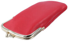 Hochwertiges Taschen-Brillenetui "Sina" aus weichem, rotem Echt-Leder mit edlem Schnappverschluss