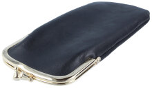 Hochwertiges Taschen-Brillenetui "Sina" aus weichem Echt-Leder in Schwarz mit Schnappverschluss