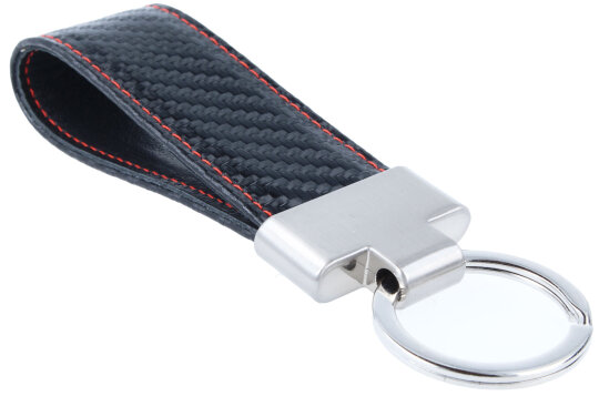 Echtleder-Schlüsselanhänger LIO mit edler Carbon-Optik in Schwarz