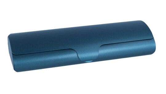 Handliches Aluminium - Brillenetui mit Schnappverschluss "XENA" in Petrol