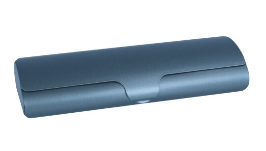 Schönes Aluminium-Brillenetui mit Schnappverschluss "XENA" in Blau - L