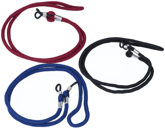 Traditionelle Brillenkordel aus Textilmaterial mit Gummischlaufe und Stopper