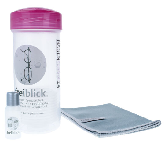 freiblick Brillenbad zur Brillenreinigung Dose + 50 ml spezialreiniger + Microfasertuch