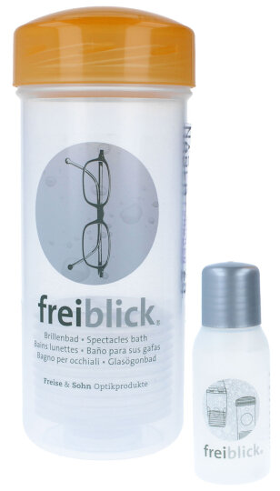 Schüttelbad Freiblick Brillenbad zur Brillenreinigung Dose + 50 ml Spezialreiniger
