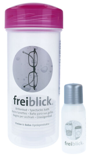 Schüttelbad Freiblick Brillenbad zur Brillenreinigung Dose + 50 ml Spezialreiniger