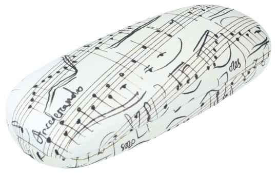 Schönes Hartschalen-Etui "Noten" mit weichem Microfaserbezug und Tuch