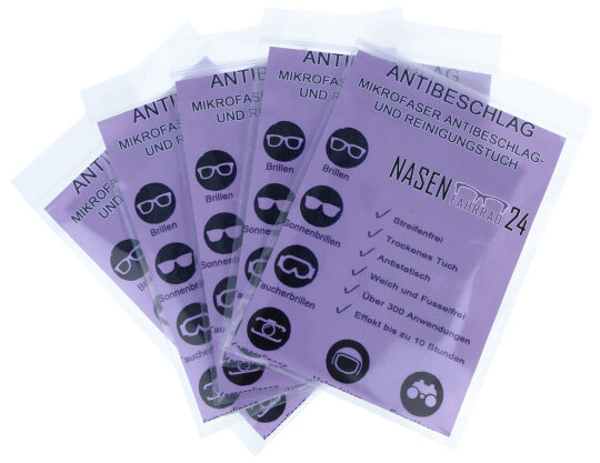 Trockenes NASENFAHRRAD24 Microfaser Antibeschlag-Tuch zur Reinigung bis 300 Anwendungen