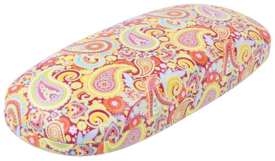 Sommerliches Hartschalen-Brillenetui mit rotem Paisley-Muster inkl. Microfasertuch "Shiva"