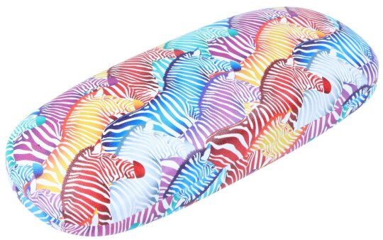 Buntes Hartschalen-Brillenetui mit tropischem Zebra-Design inkl. Microfasertuch "Wildlife"