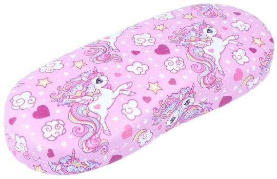 Pinkes Hartschalen-Brillenetui für Teenager und Kinder mit niedlichem Einhorn-Motiv "Nicky"