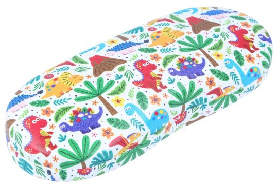 Buntes Hartschalen-Brillenetui für Teenager und Kinder mit coolem Dinosaurier-Motiv "Nicky"