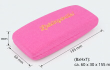Pinkes Hartschalen-Brillenetui "Canvas" mit robustem Stoffbezug und besticktem "Lieblingsbrille!"-Schriftzug