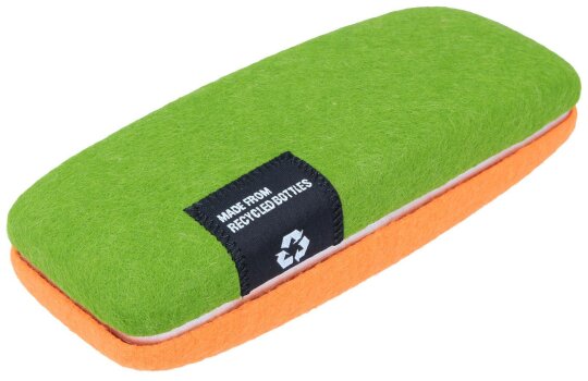 Zweifarbiges Hartschalen-Brillenetui Riga in Orange-Grün aus nachhaltigem Filz aus PET-Flaschen