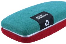 Zweifarbiges Hartschalen-Brillenetui Riga in Weinrot-Petrol aus nachhaltigem Filz aus PET-Flaschen