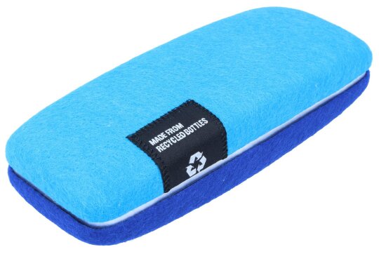 Zweifarbiges Hartschalen-Brillenetui Riga in Hellblau-Blau aus nachhaltigem Filz aus PET-Flaschen