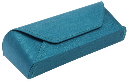 Glänzendes Hartschalen-Brillenetui mit seidigem Bezug in Petrol mit praktischem Magnetverschluss "Pico Moonlight"