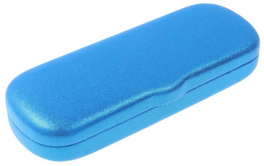 Elegantes Hartschalen-Brillenetui mit hochwertigem Kunstleder-Bezug in blauer Metall-Optik "Dominica Romance"