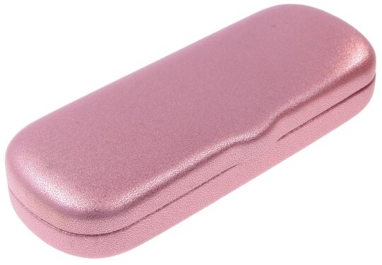 Elegantes Hartschalen-Brillenetui mit hochwertigem Kunstleder-Bezug in rosafarbener Metall-Optik "Dominica Romance"