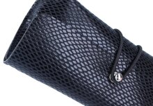 Glänzende Clutch / Taschenetui in Schwarz mit weichem Stoffbezug in elegantem Design - "Santorini Paradise"
