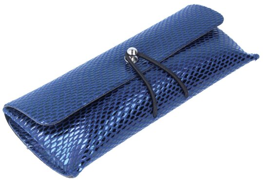 Glänzende Clutch / Taschenetui in Dunkelblau mit weichem Stoffbezug in elegantem Design - "Santorini Paradise"