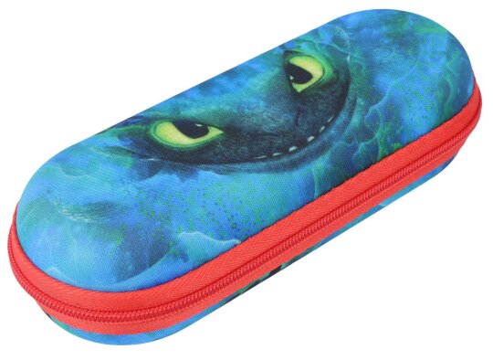 Cooles Brillenetui aus hochwertigem Stoff "Drachenzähmen" für Kinder mit Reißverschluss