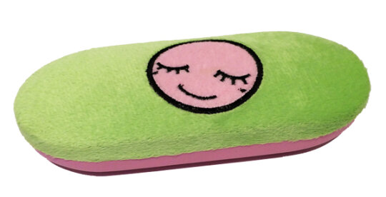 Süßes Brillenetui "Plüsch" für Kinder in Grün mit niedlichem Smiley