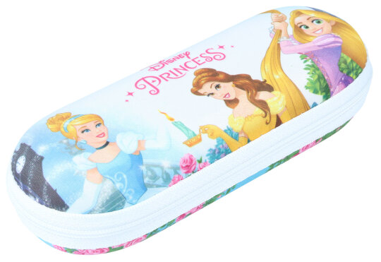 Hochwertiges Kinder - Brillenetui aus Textil "Disney Princess" für Mädchen mit stabilem Reißverschluss