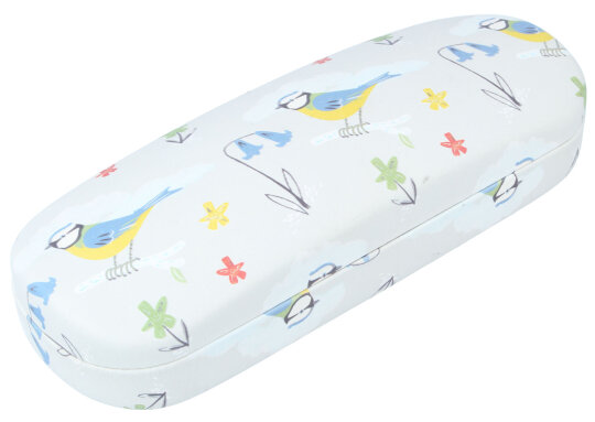 Romantisches Hartschalenetui "Blue Tit" im Vintage-Style inkl. Microfasertuch