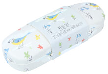 Romantisches Hartschalenetui "Blue Tit" im Vintage-Style inkl. Microfasertuch