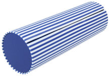 Rundes Brillenetui " Bilbao " mit edlem Streifendesign in Blau - Weiß