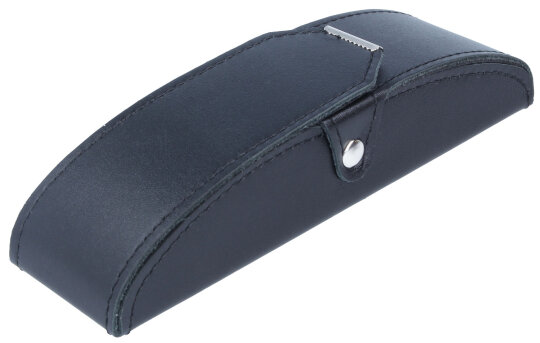 Elegantes Einsteck-Brillenetui mit Druckknopfverschluss "Bremen" aus echtem Leder - ein Naturprodukt in Schwarz Glattleder