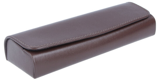 Schickes graziles Brillenetui "Berlin" aus weichem Echt-Leder mit Magnetverschluss in Braun