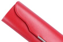 Modernes graziles Brillenetui "Nice" aus echtem Leder mit Druckknopfverschluss in Rot Glattleder