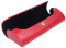 Modernes graziles Brillenetui "Nice" aus echtem Leder mit Druckknopfverschluss in Rot Glattleder