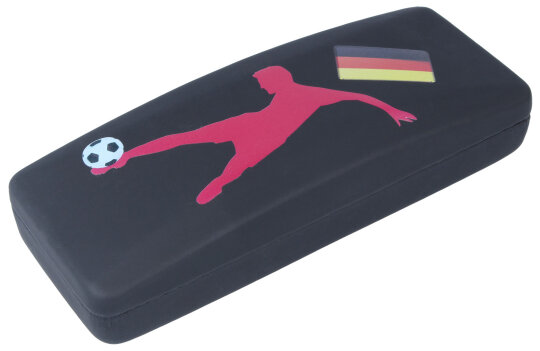 Tolles Hartschalen - Brillenetui im Deutschland-Design mit Fußballer in Schwarz