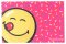 Lustiges Microfasertuch mit pink-gelbem Smiley-Motiv zum Brille Reinigen 10 x 15 cm - Motiv 13