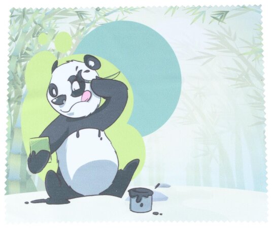 Hochwertiges Microfasertuch für eine streifenfreie Reinigung mit niedlichem Cartoon Panda-Motiv 15 x 18 cm