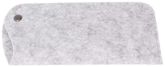 Leichtes erweiterbares Filz - Einsteck-Brillenetui in Grau mit Druckknopf