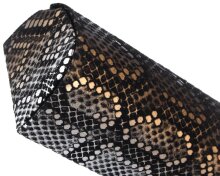 Gold-Schwarzes Brillenetui aus weichem Echtleder in Schlangenoptik mit Magnetverschluss