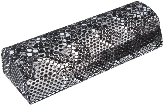 Silber-Schwarzes Brillenetui aus weichem Echtleder in Schlangenoptik mit Magnetverschluss