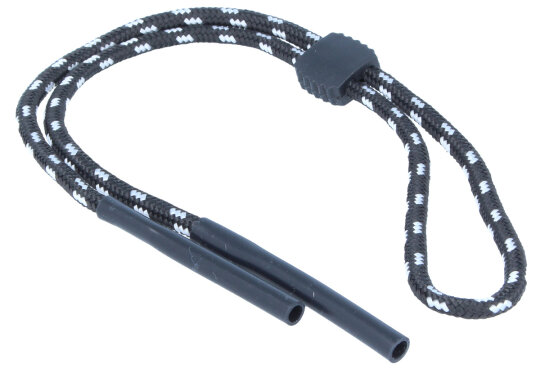 Justierbares Brillenband mit Grip - Stopper und Tube - Endstück in Schwarz - Weiß